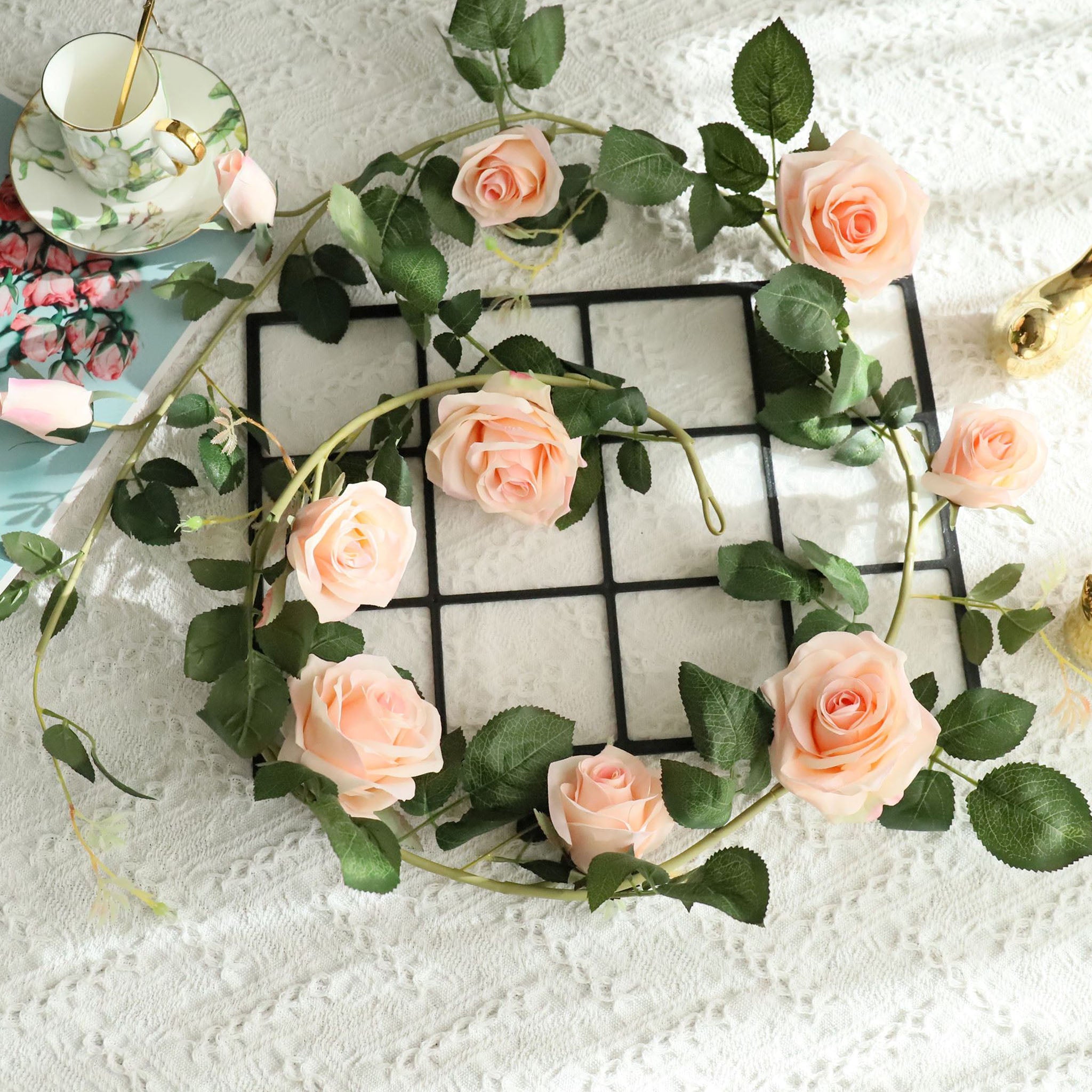 Wedding Arch Flower Vines Fake Rose Garlands for Home Indoor Outdoor
