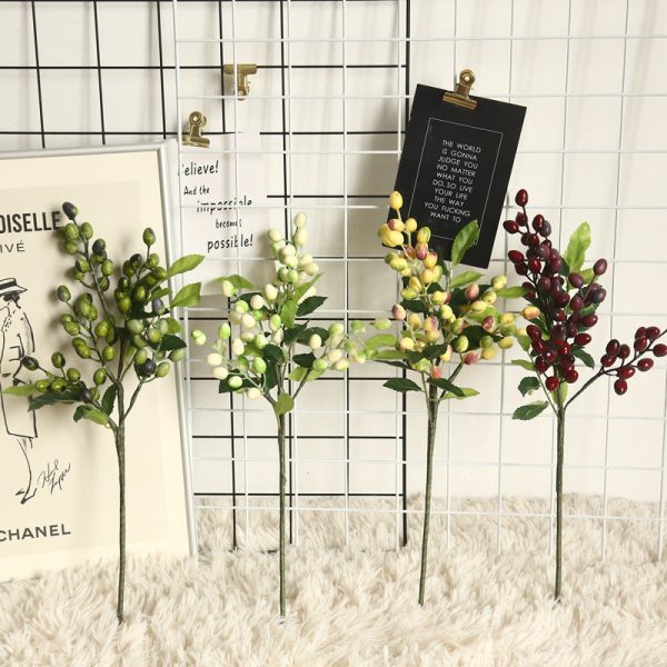 Artificial Berry Plants Olive Fruit Beans 5 Branches
