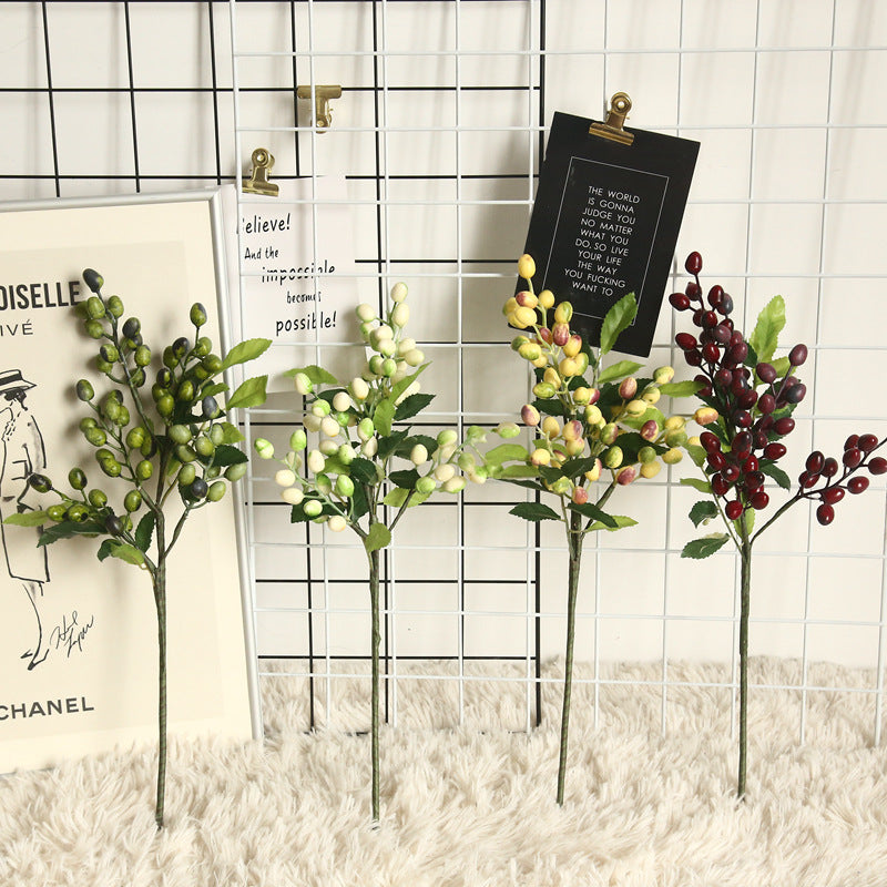 Artificial Berry Plants Olive Fruit Beans 5 Branches