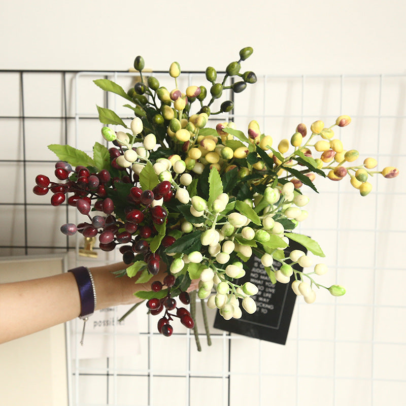 Artificial Berry Plants Olive Fruit Beans 5 Branches