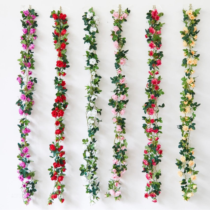 Realistic Hanging Flowers Silk Rose Vines Indoor Outdoor
