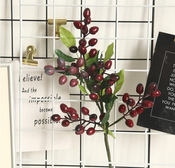 Artificial Berry Plants Olive Fruit Beans 5 Branches