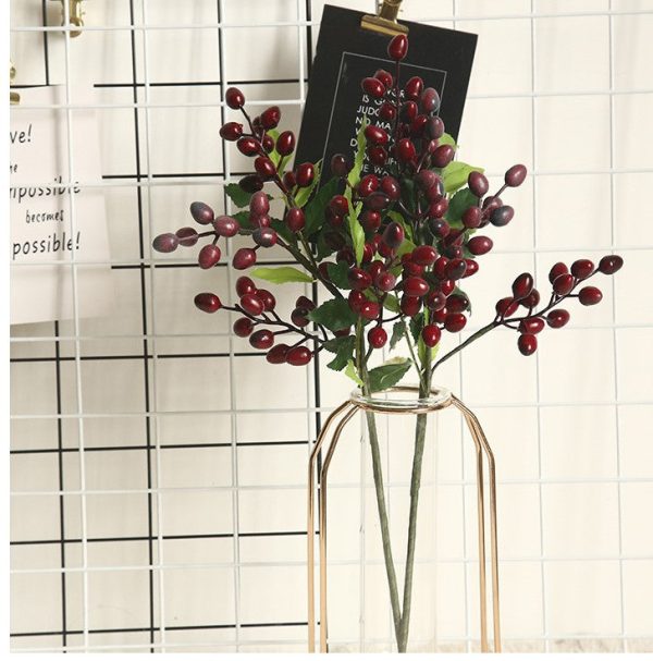 Artificial Berry Plants Olive Fruit Beans 5 Branches