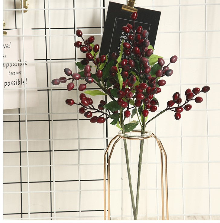 Artificial Berry Plants Olive Fruit Beans 5 Branches