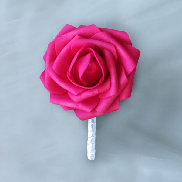 Hot Pink White Rose Wedding Bouquet Set