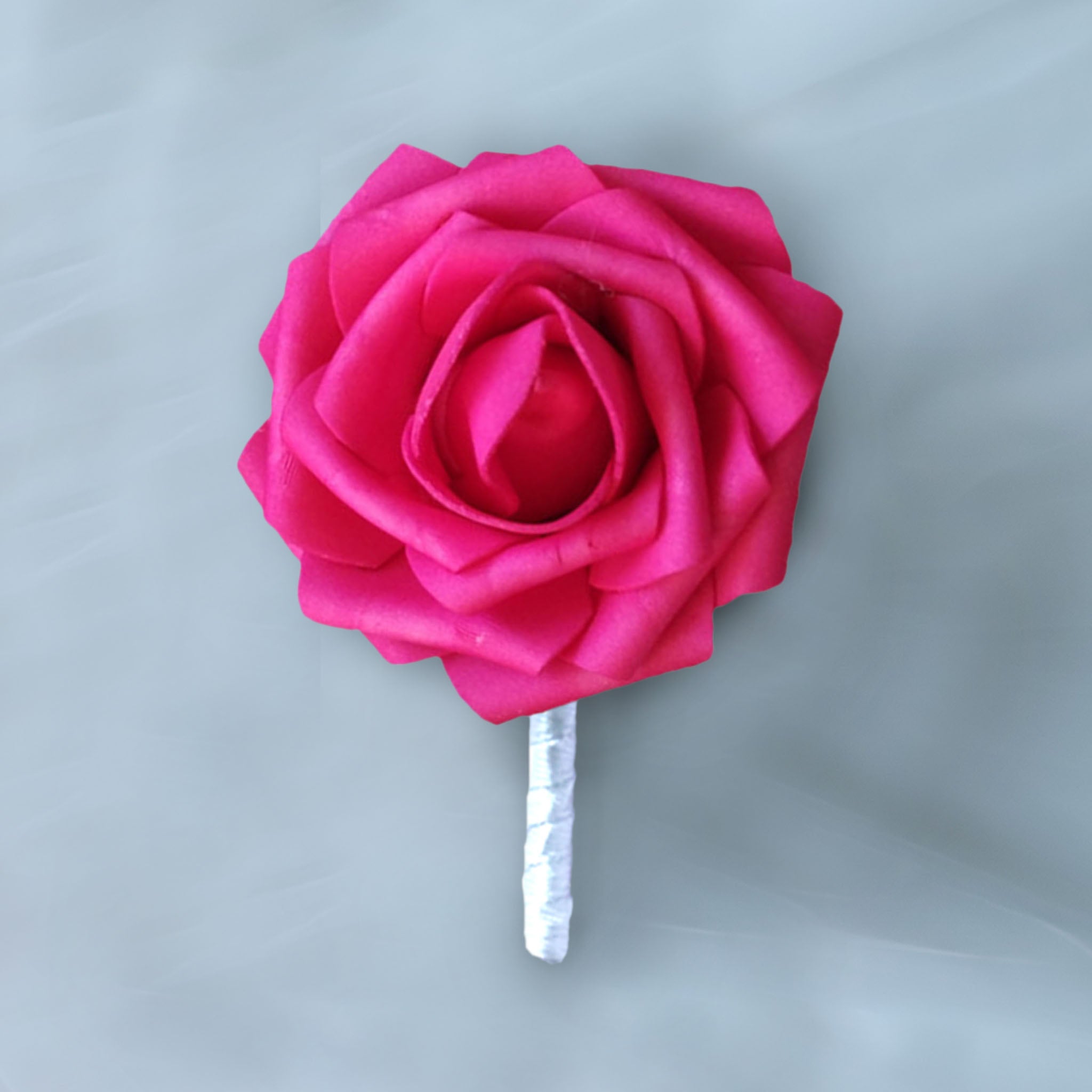 Hot Pink White Rose Wedding Bouquet Set