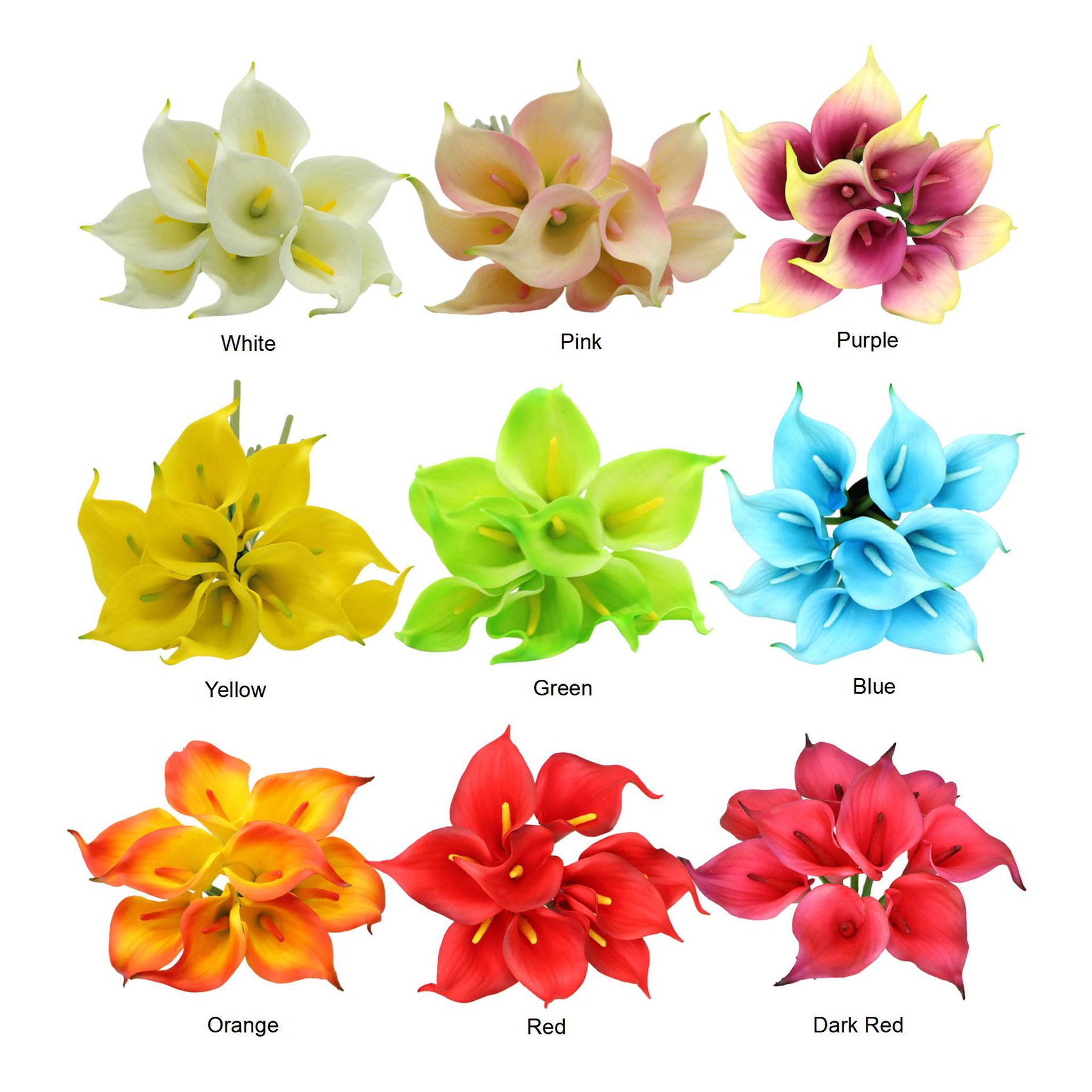 Artificial Calla Lily Latex Flowers Various Colors