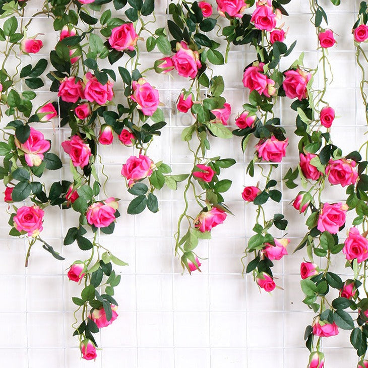 Realistic Hanging Flowers Silk Rose Vines Indoor Outdoor