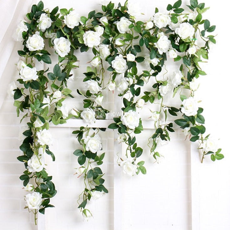 Realistic Hanging Flowers Silk Rose Vines Indoor Outdoor