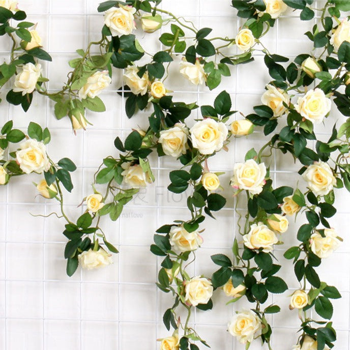 Realistic Hanging Flowers Silk Rose Vines Indoor Outdoor