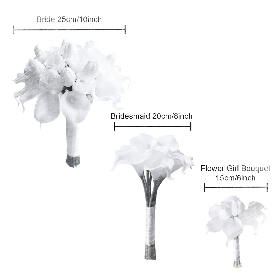 White Bridal Bouquet Bridesmaids Boutonniere Corsage