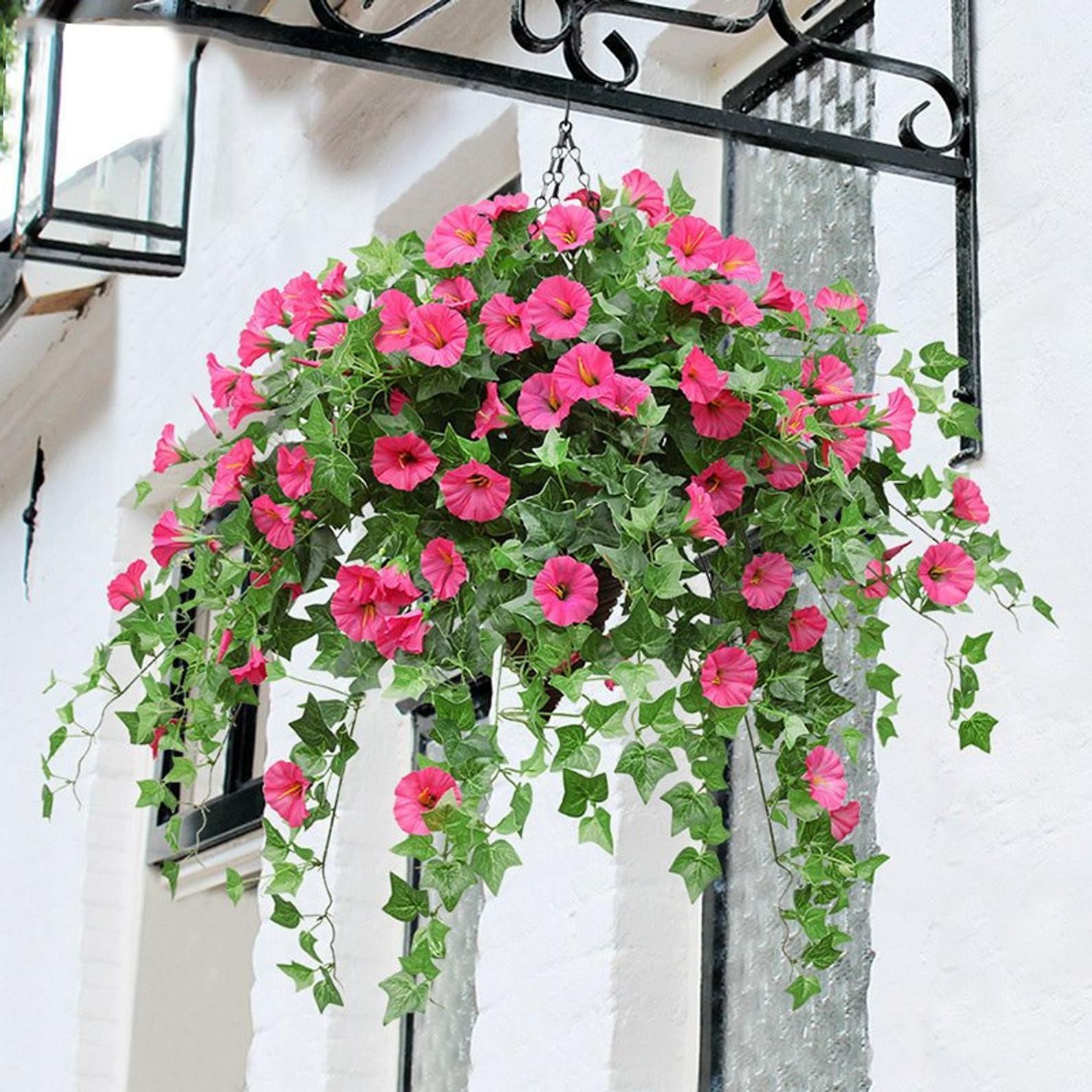 Artificial Hanging Flowers Morning Glory Bush