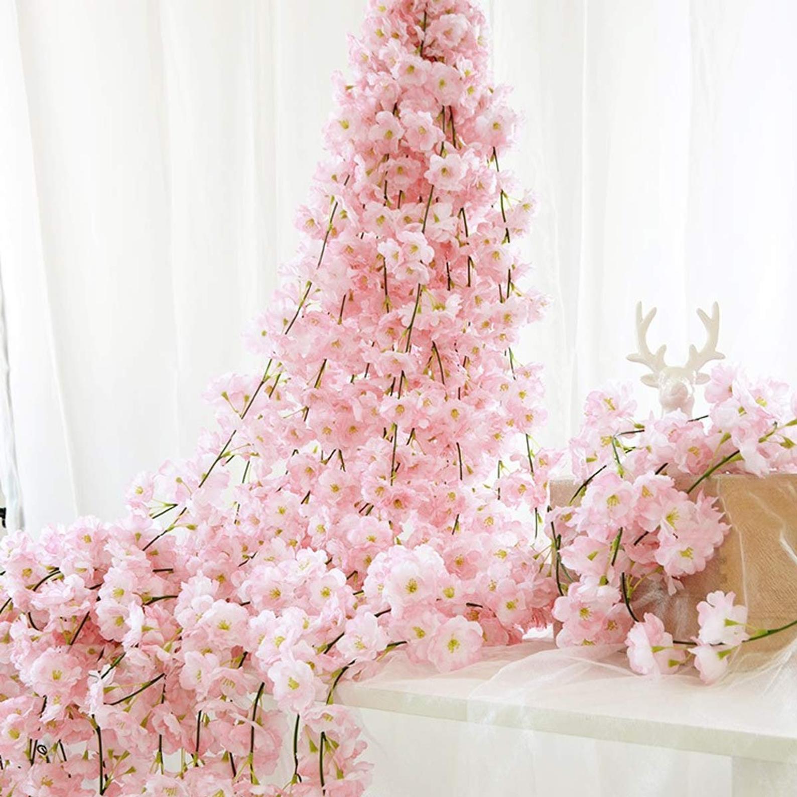 Artificial Cherry Blossom Vines for Wedding Arbor Backdrop
