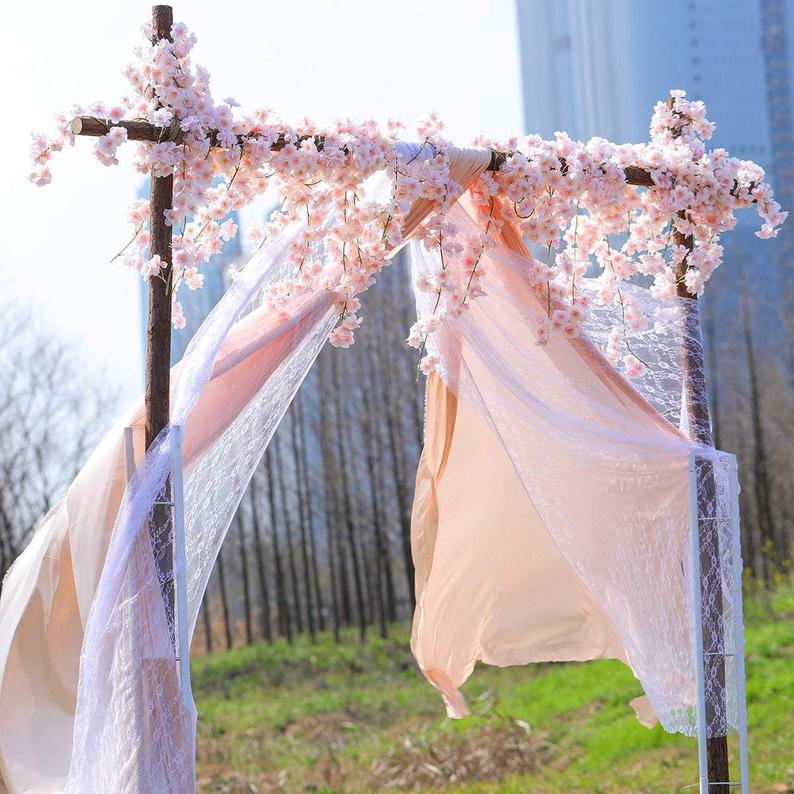 Artificial Cherry Blossom Vines for Wedding Arbor Backdrop