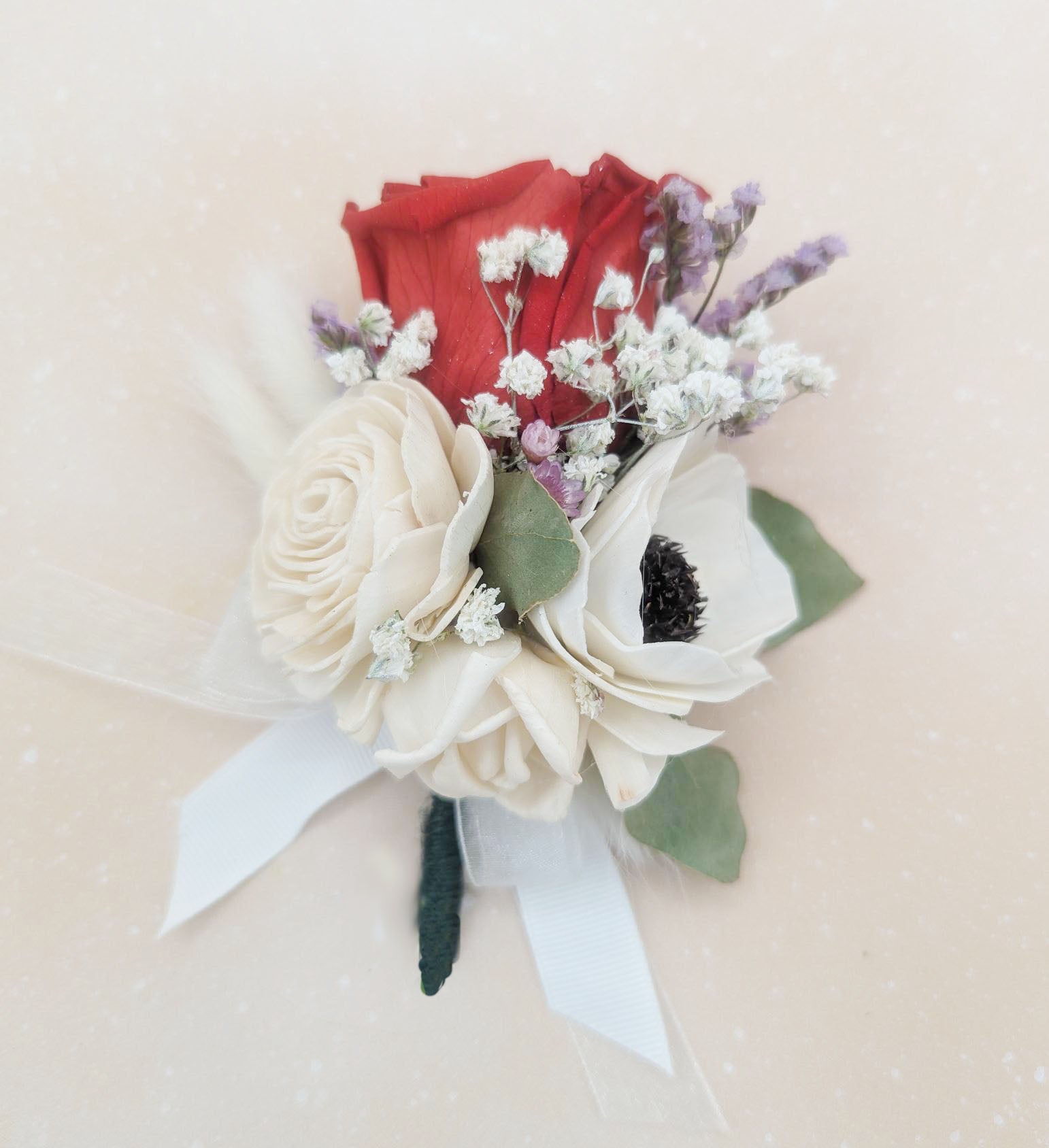Preserved Red Rose Corsage or Boutonniere – Timeless Elegance for Any Occasion