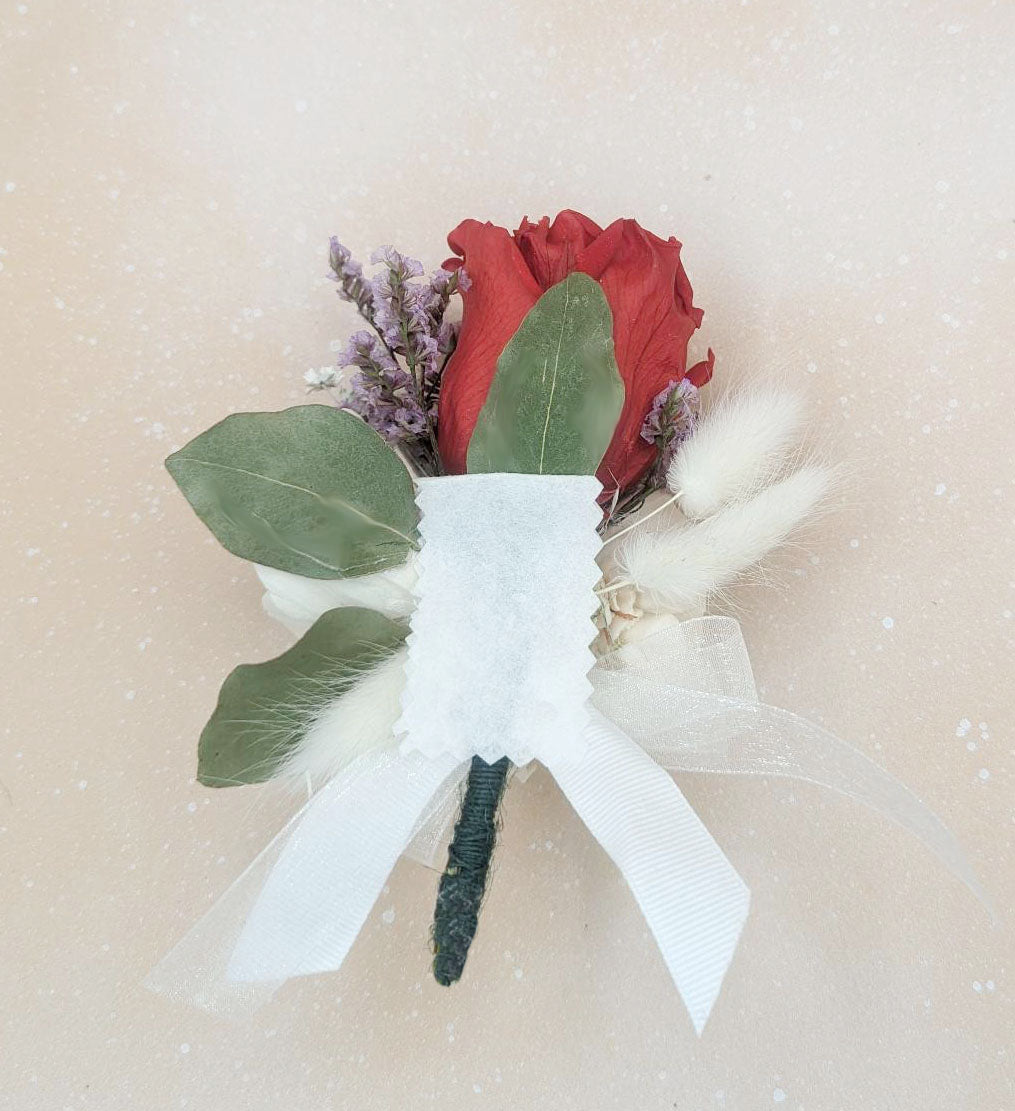Preserved Red Rose Corsage or Boutonniere – Timeless Elegance for Any Occasion