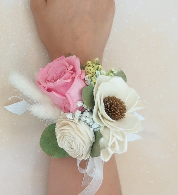 Preserved Pink Rose Corsage or Boutonniere – Timeless Elegance for Any Occasion