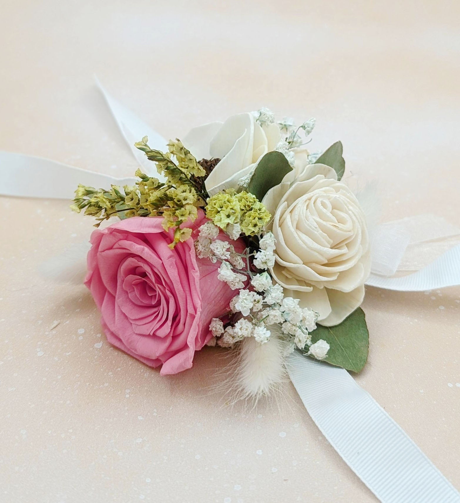 Preserved Pink Rose Corsage or Boutonniere – Timeless Elegance for Any Occasion