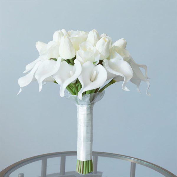 White Bridal Bouquet Bridesmaids Boutonniere Corsage