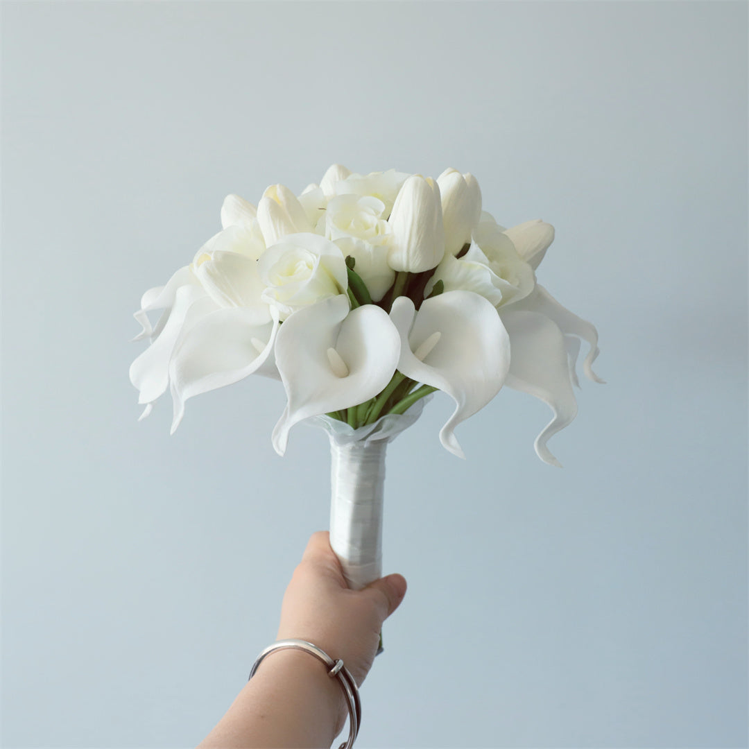 White Bridal Bouquet Bridesmaids Boutonniere Corsage